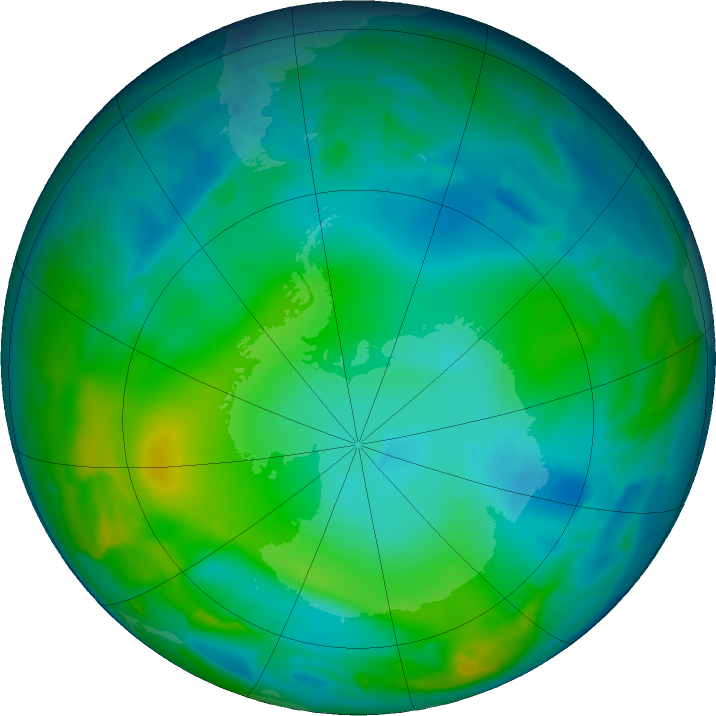 Antarctic ozone map for 31 May 2011